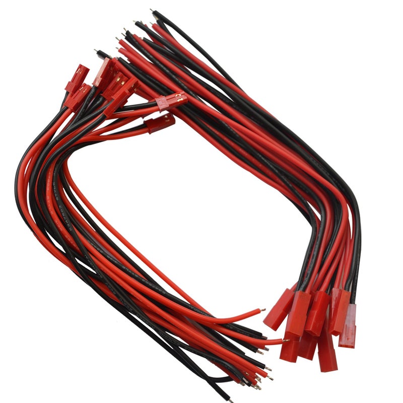 VIMVIPÂ® 10 Pairs 180mm Silica Silicone JST Connector Plug Cable Line Male+Female for RC BEC Lipoï¼ŒResistance High Temperature and High Pressure 200C 600V - Image 1